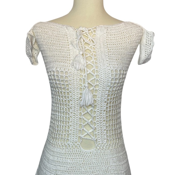 Boho Crochet Lace Up Beach Dress Bikini Coverup - Picture 9 of 14